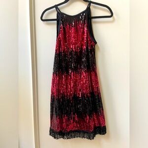 Gatsby 20s sequins fringe dress Size Small Black and Red